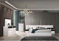 Modern Lacquer 6pc Eastern King Bedroom Set, High Gloss Finish Wood Bedroom Furniture Set, White/Black