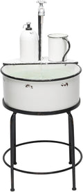 Alpine Corporation YHL168 Outdoor Vintage Metal Sink Water Floor Fountain with Stand, 34' Tall, White