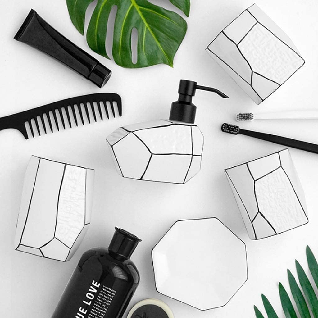 Vanity Bathroom Decor, Ceramics Bathroom Accessories Set Soap Dispenser/Toothbrush Holder/Tumbler/Soap Dish Creative Home Gift Housewarming Gift(6pcs)