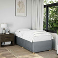 Light Grey Polyester Twin XL Bed Frame with Engineered Wood Construction for Modern Bedroom, 4-Piece Set Includes Upholstered Headboard and Sturdy Support