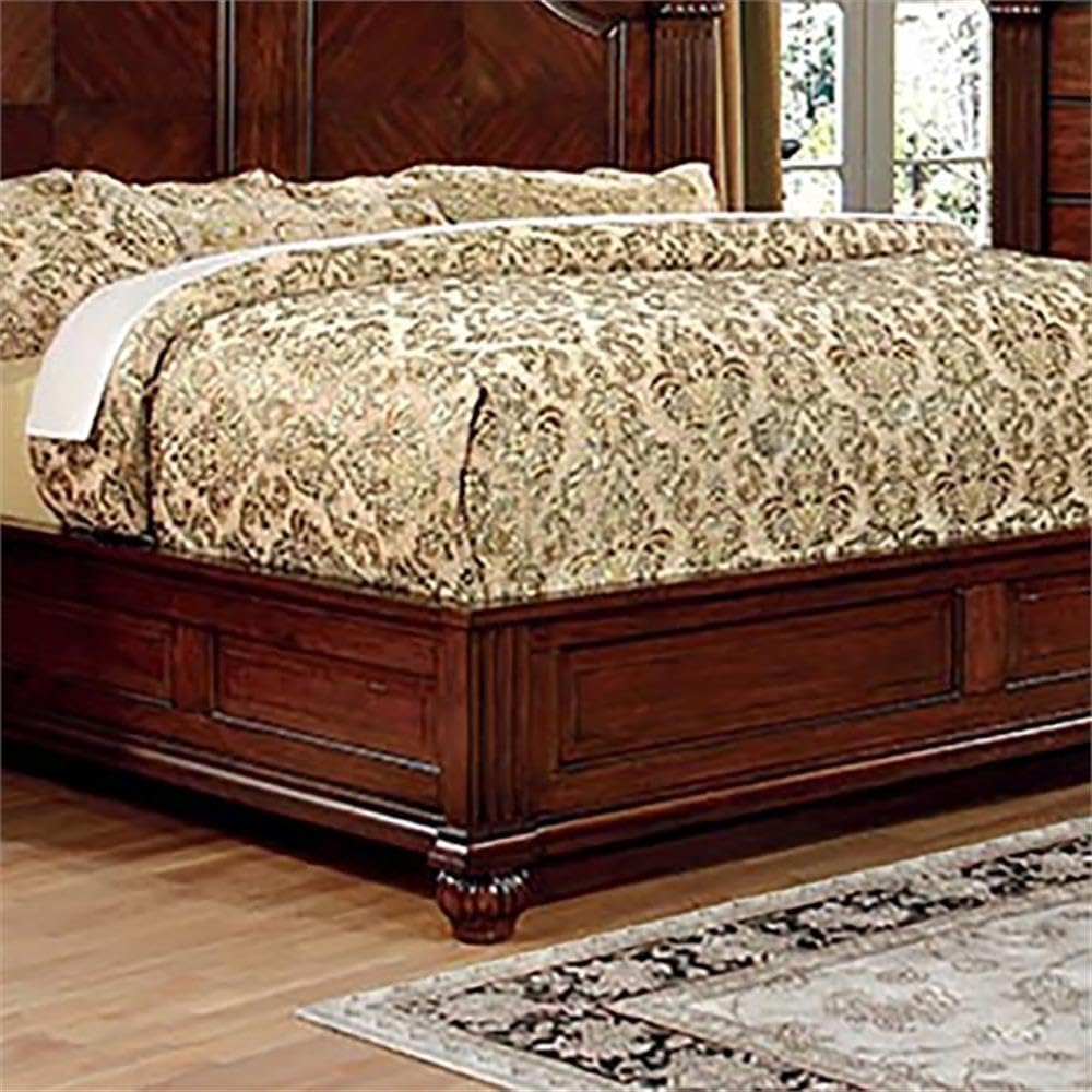 Furniture of America FOA Sorella 2pc Traditional Cherry Solid Wood Bedroom Set- Cal King + Nightstand