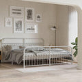 White Steel Bed Frame 76 x 80 Inches with Storage, Modern Rectangular Design for Bedroom, Sturdy Metal Construction and Breathable Material