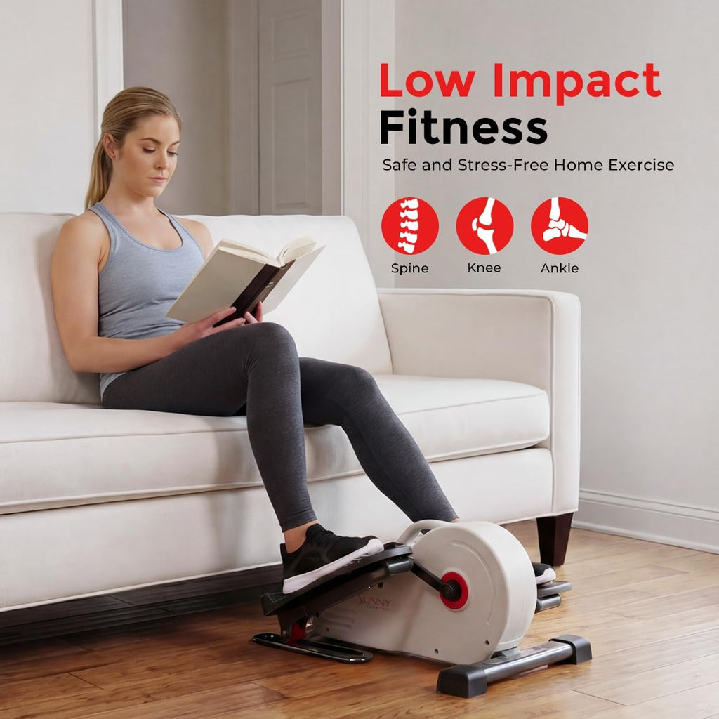 Sunny Health & Fitness Under Desk Pedal Elliptical Machine, Adjustable Resistance Leg Exerciser Office Home Workout While Sitting for Seniors