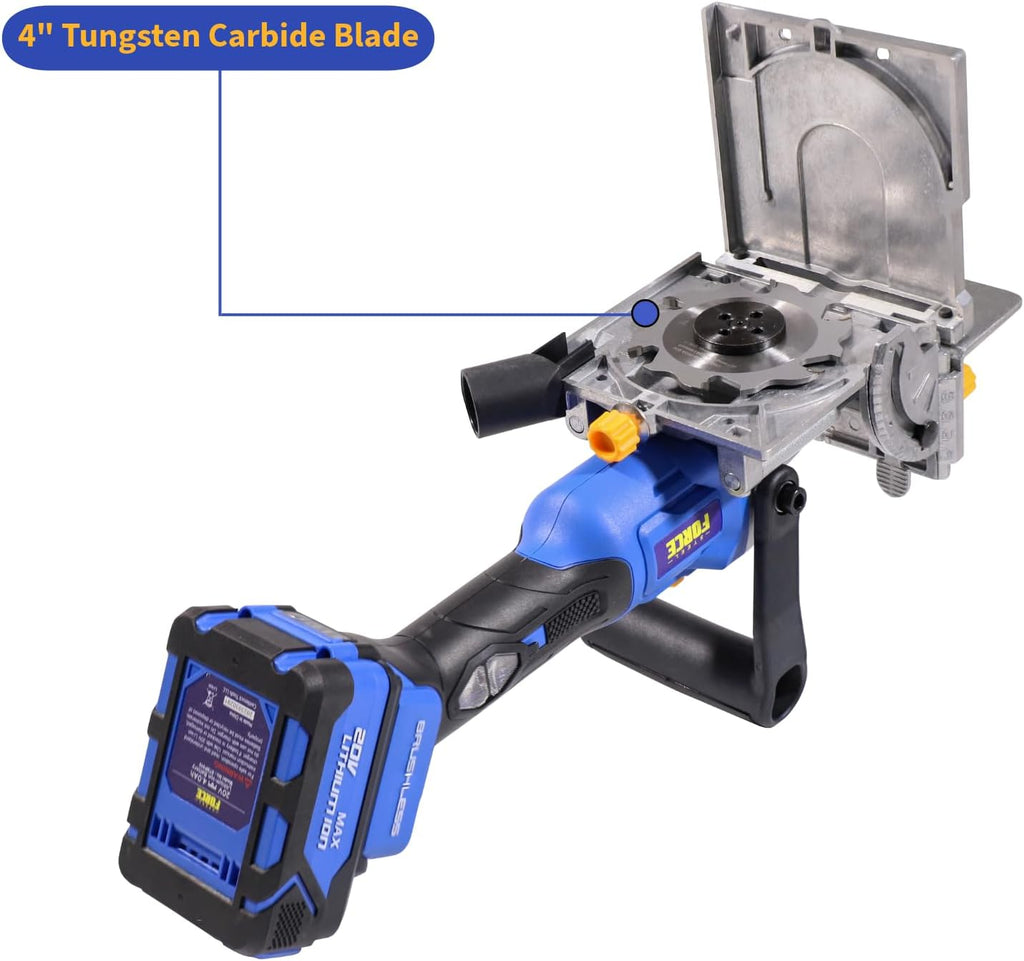 Steel Force BJ184 Wood Biscuit Plate Joiner 4' Brushless Cordless with 20V 5.0Ah Battery and Charger, 8mm 5/16' Dilling Bits, Up to 1-1/2' Drilling Depth