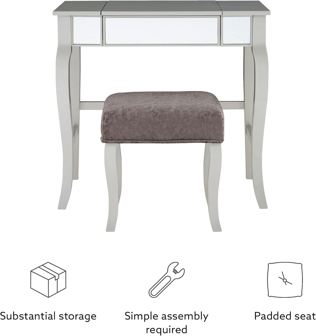 Linon Silver Harper Vanity Set, 32' W x 18' D x 46.75' H