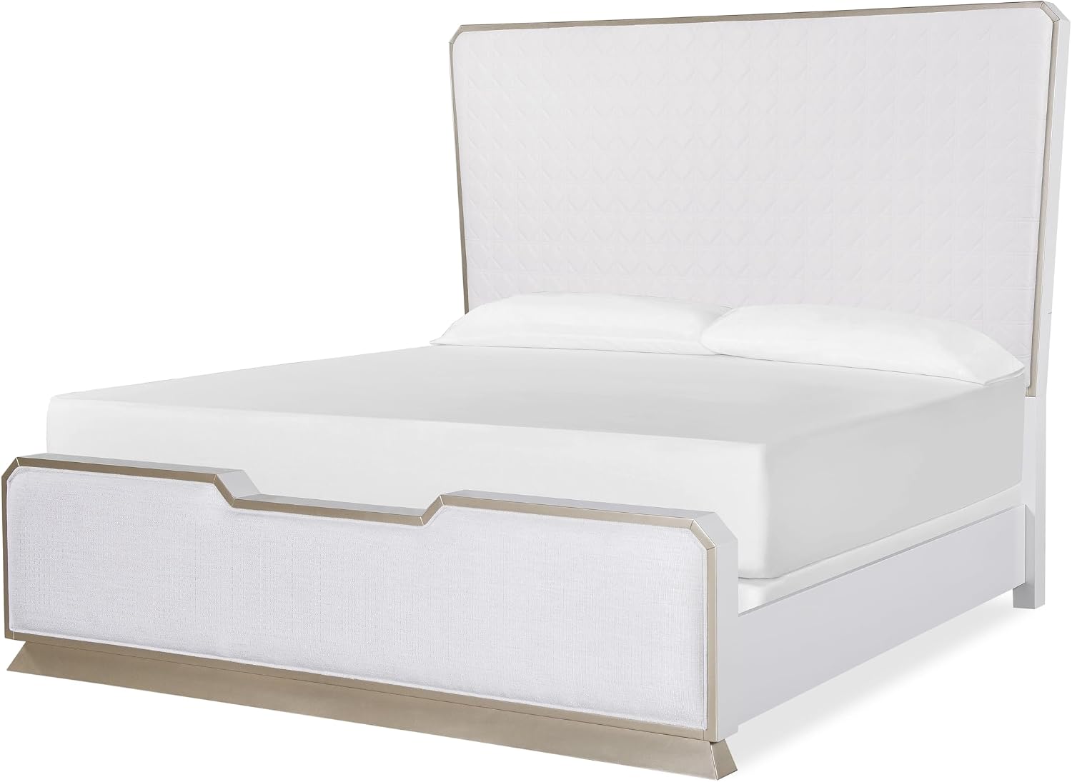 First of a Kind Dior Two Tone Luxury 4 Piece Queen Bedroom Set with Upholstered Tufted Headboard Modern Glam Design Coordinated Furniture Collection