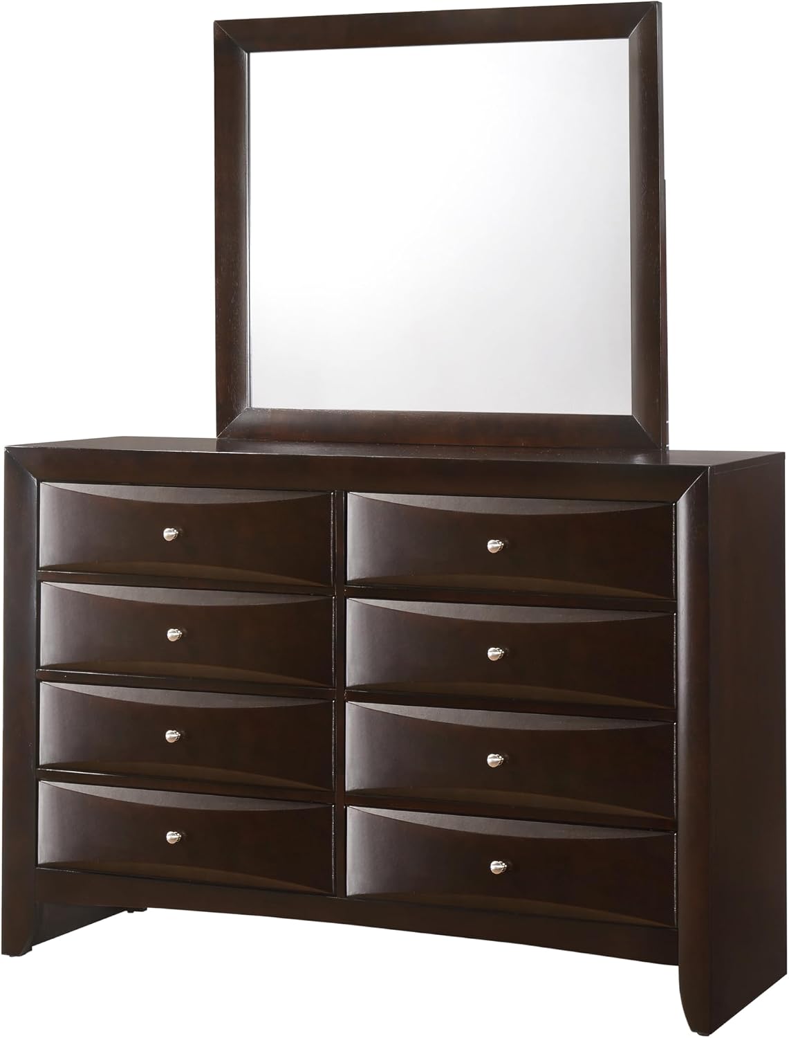 5pc Master Bedroom Set Brown Cherry Finish Solid Wood Platform King Size Captain's Bed Wooden Furniture
