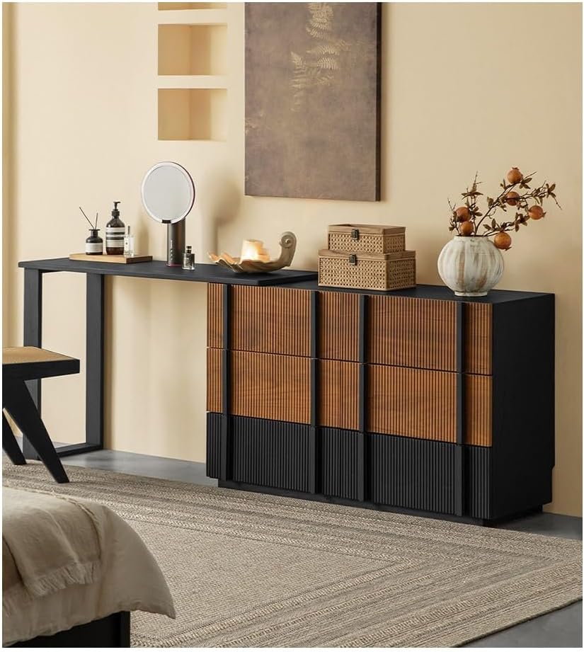 Vanity Desk Vintage Solid Wood Vanity Dresser Set - Chic French Corner Makeup Table with Storage Cabinet