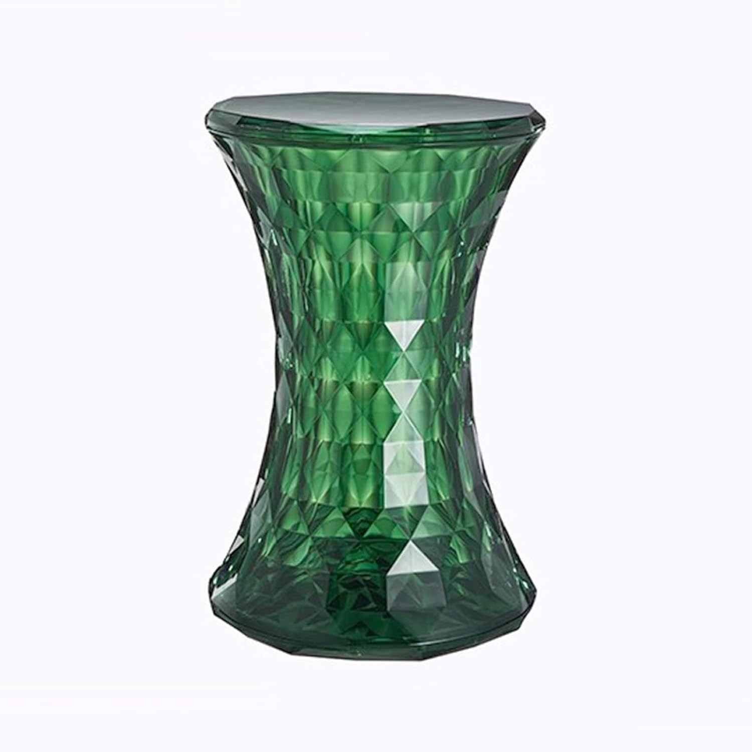 Acrylic Transparent Drum Table, Diamond Shaped Modern Vanity Stool/Side Table, Rounded and Soft Corners, Stable Support for Chair Feet, for Indoor and Outdoor Use(Green)