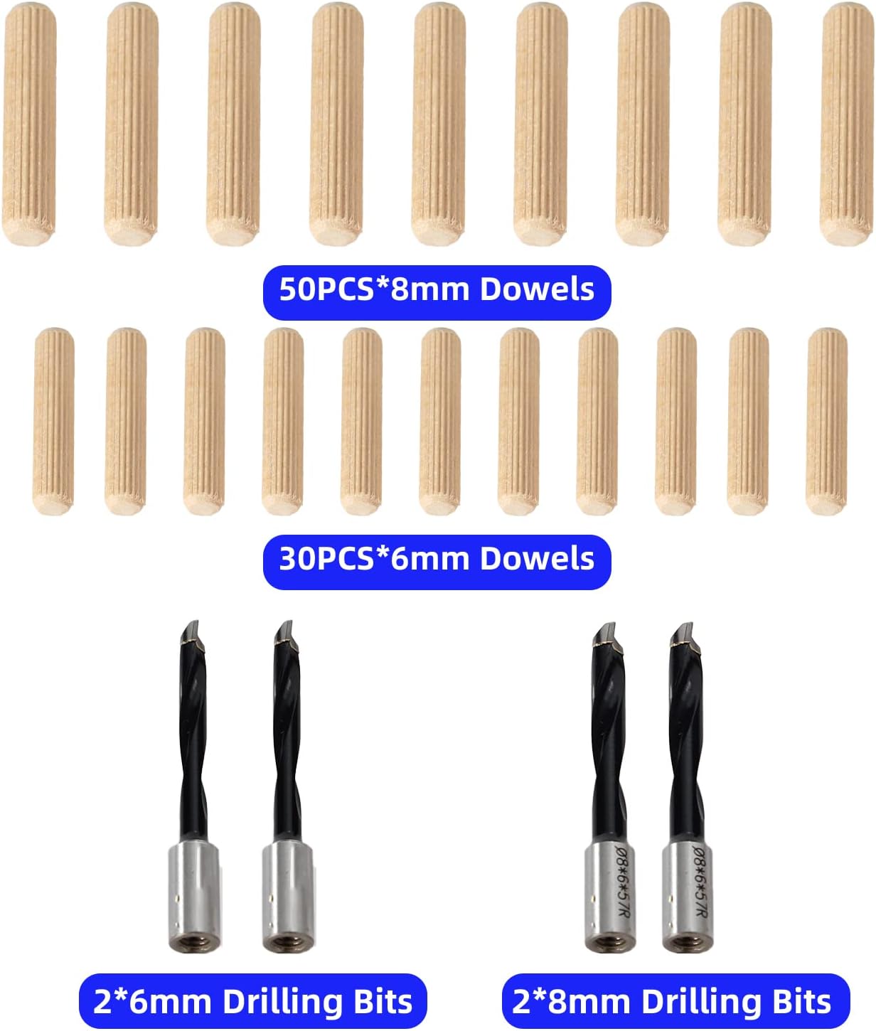 DJ710 Dual Spindle Dowel Jointer,Wood Dowels Joiner,with two 8mm and 6mm bits,Wooden Dowel Pins 80pcs,Biscuit Joiner