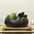 Small Fountain Indoor Ceramic Tabletop Fountain for Indoor and Outdoor Office Patio Black Ceramic Fountain with Pump and Wooden Base Tabletop Fountains(Color:A)