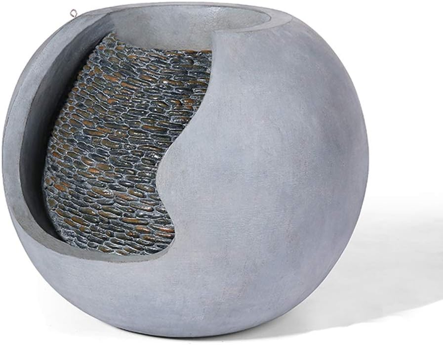 Indoor Fountain/Water Fountain 14.8' Spherical Fountain Resin Made to Simulate The Appearance of Cement Texture Indoor/Outdoor Garden Patio Fountain Tabletop Water Fountains,Grey