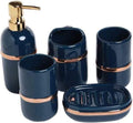 Vanity Bathroom Decor, Bathroom Accessory Sets Bathroom Set 5-Piece Ceramic Elegant and Stylish Design Wash Set Bathroom Gift Housewarming Gift(Blue)