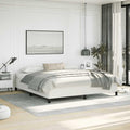 King Size Bed Frame White Faux Leather with Engineered Wood and Plywood Construction, Sturdy Sleek Modern Platform for Mattress Support, Easy Assembly for Adult Bedroom