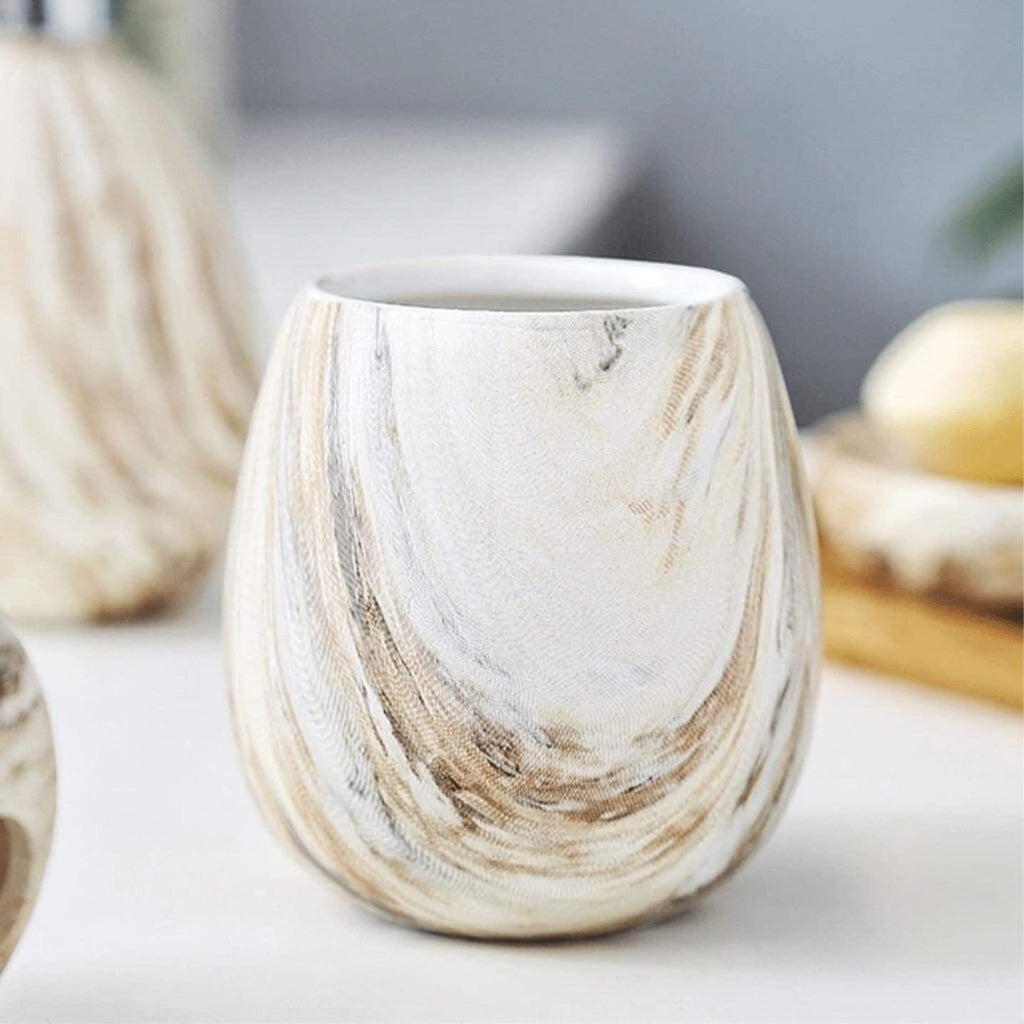 Vanity Bathroom Decor, Bathroom Accessories Set Soap Dispenser Art Texture 6 Piece Ceramic European Style Bath Set Collection Housewarming Gift