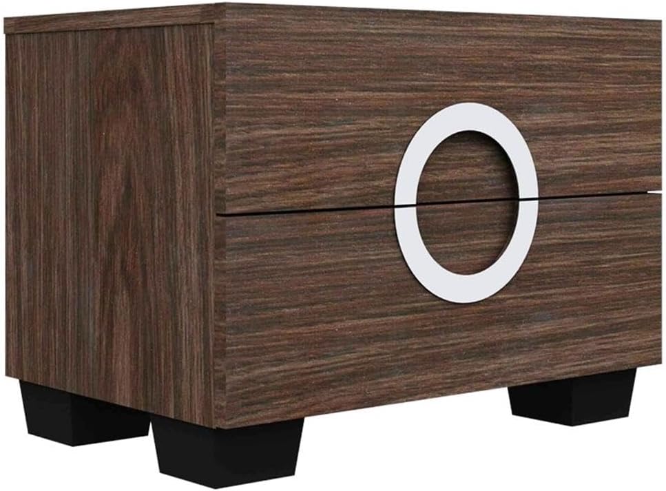 Pemberly Row 4-Piece California King Bedroom Set, High Gloss Brown Wenge Wood, Includes Bed, Dresser, Nightstand, Mirror, Circular Inlet Design, Modern Elegance for Master Bedroom Decor