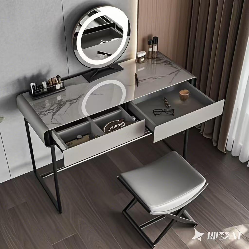 Luxury Modern Vanity Stool with Gold X-Frame Metal Legs, Cream Leather Ottoman Bench Seat for Bathroom, Living Room, Makeup, 17.72 x 14.96 inches (Gold)