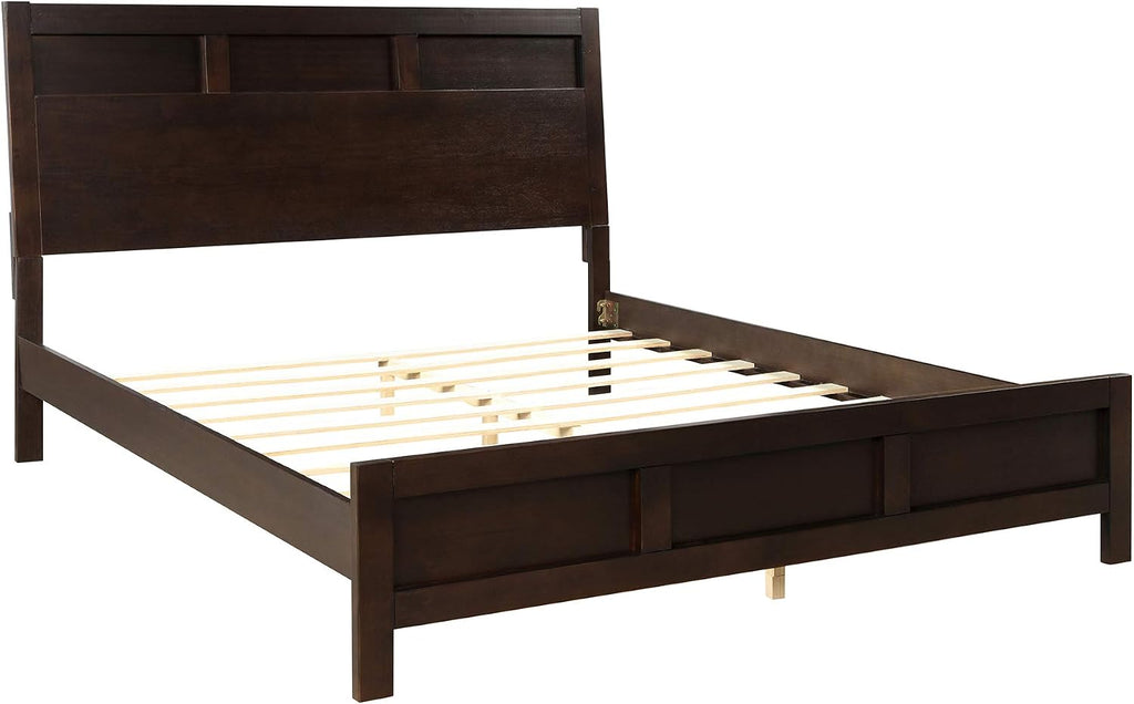 3 Pieces Queen Size Bedroom Furniture Set, Solid Wood Queen Size Platform Bed + 2 Night Stand, Platform Bed with Center Support Legs, Rustic Inviting Classic Brown, Distressed, Slightly Rustic Look