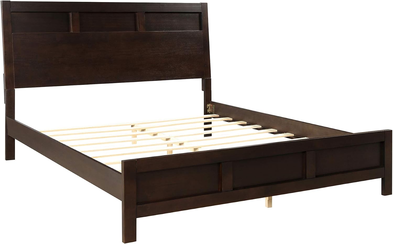 3 Pieces Queen Size Bedroom Furniture Set, Solid Wood Queen Size Platform Bed + 2 Night Stand, Platform Bed with Center Support Legs, Rustic Inviting Classic Brown, Distressed, Slightly Rustic Look