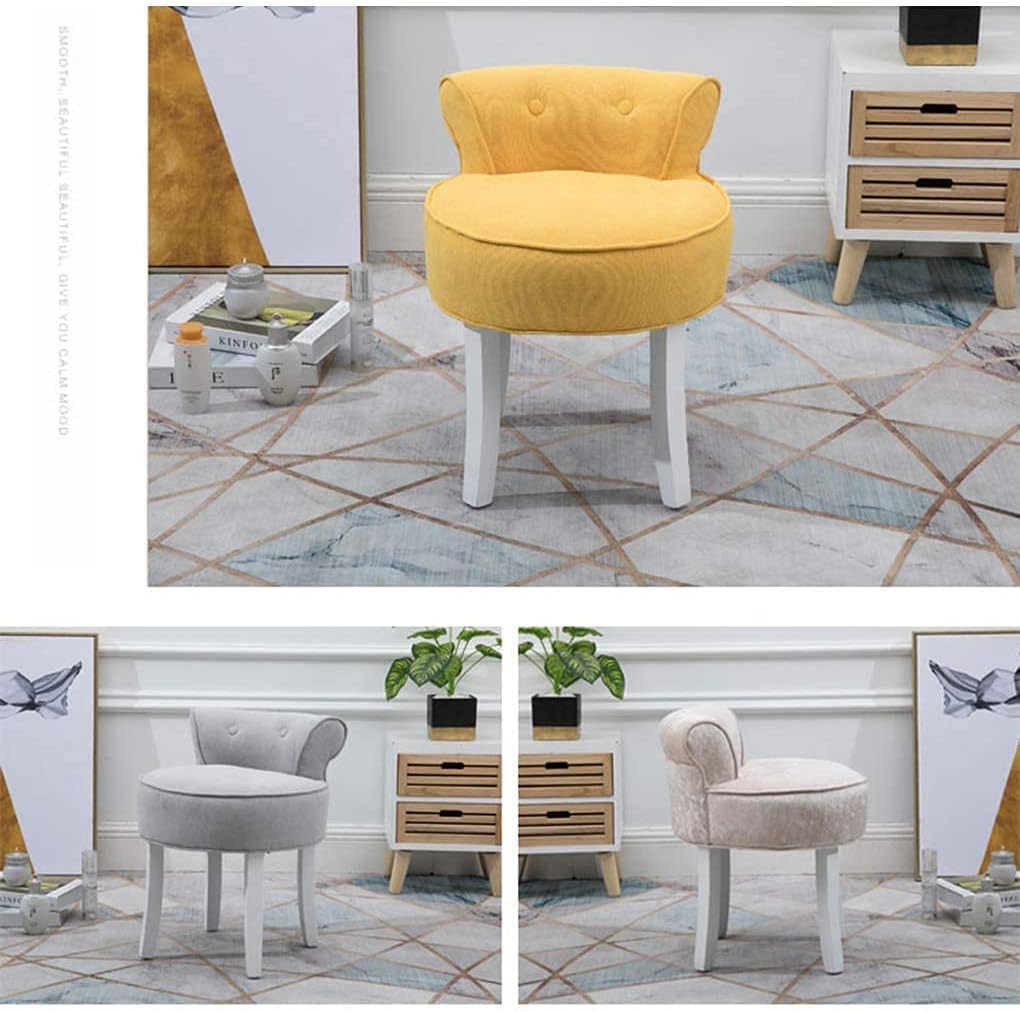 Vanity Stool Makeup Bench Vanity Benches Chair Padded Lounge Makeup Stool Fan Back Dressing Chair Piano Stool Cushioned Stool with Solid Wood Legs, Sitting 44cm / 17.32 Inch
