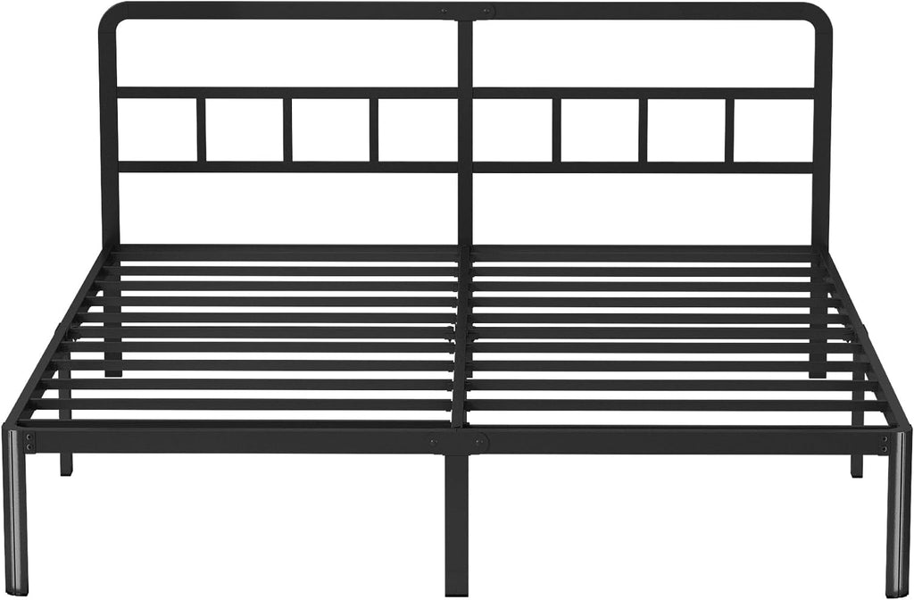 Yicensen 14 Inch King Bed Frame with Headboard, Heavy Duty Metal King Size Platform Bed Frame with Rounded Corner Legs, No Box Spring Needed, Noise Free, Easy Assembly, Black