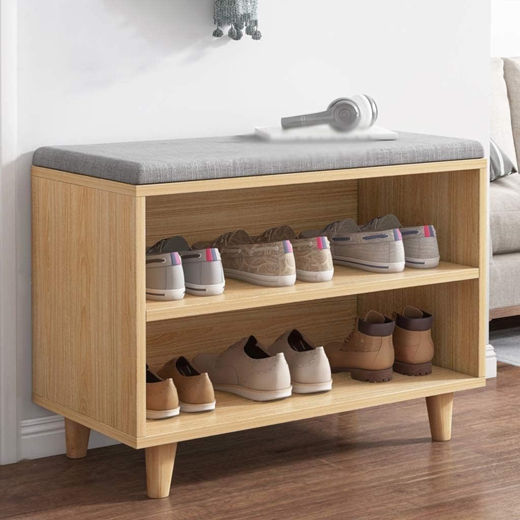 Shoe Storage Bench Entryway End of Bed Rack with Seat Porch Corner, Small Changing Stool (Size:60 * 30 * 45Cm)