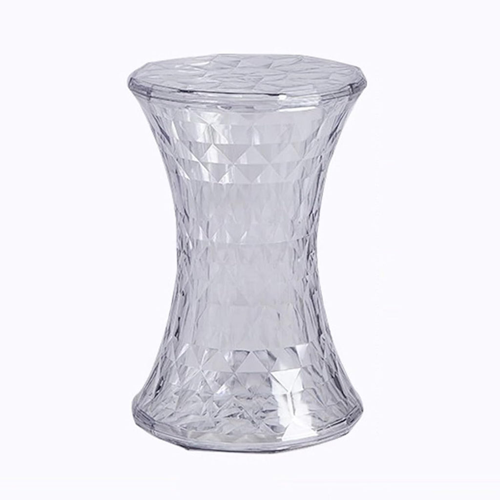 Acrylic Transparent Drum Table, Diamond Shaped Modern Vanity Stool/Side Table, Rounded and Soft Corners, Stable Support for Chair Feet, for Indoor and Outdoor Use(White)