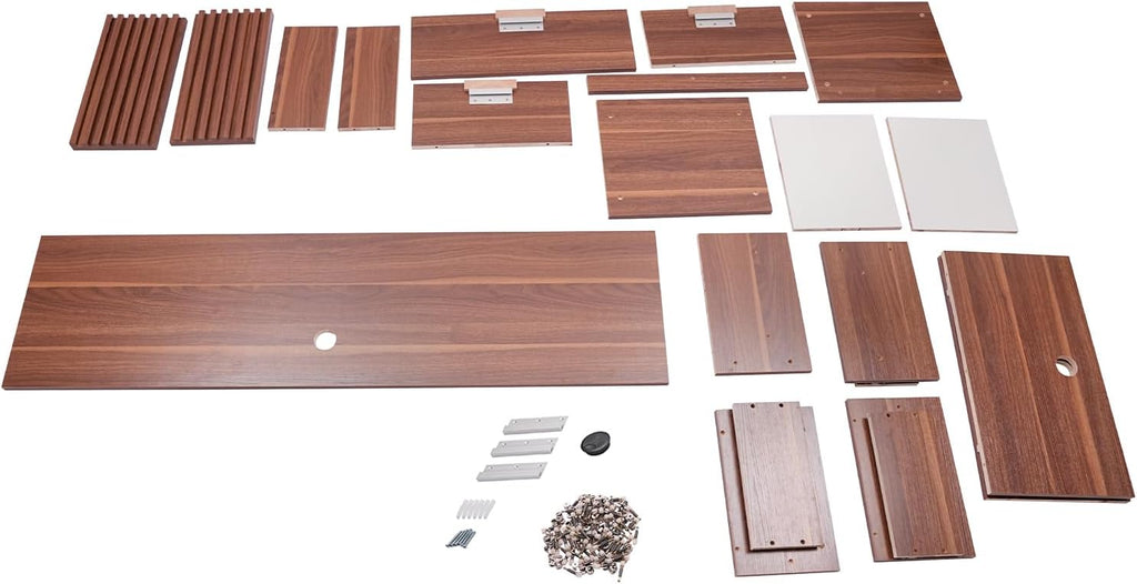 Wall Mounted Floating Desk, Brown Small Spaces Workbench Hanging Table with Pull-Out 2 Drawers, Mount Computer Laptop Desks, Wall-Mounted Corner Book Shelf for Bedroom Student Dormitories