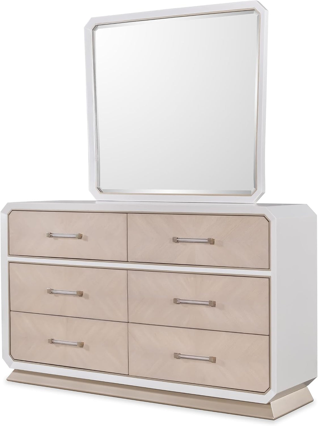 First of a Kind Dior Two Tone Luxury 4 Piece Queen Bedroom Set with Upholstered Tufted Headboard Modern Glam Design Coordinated Furniture Collection