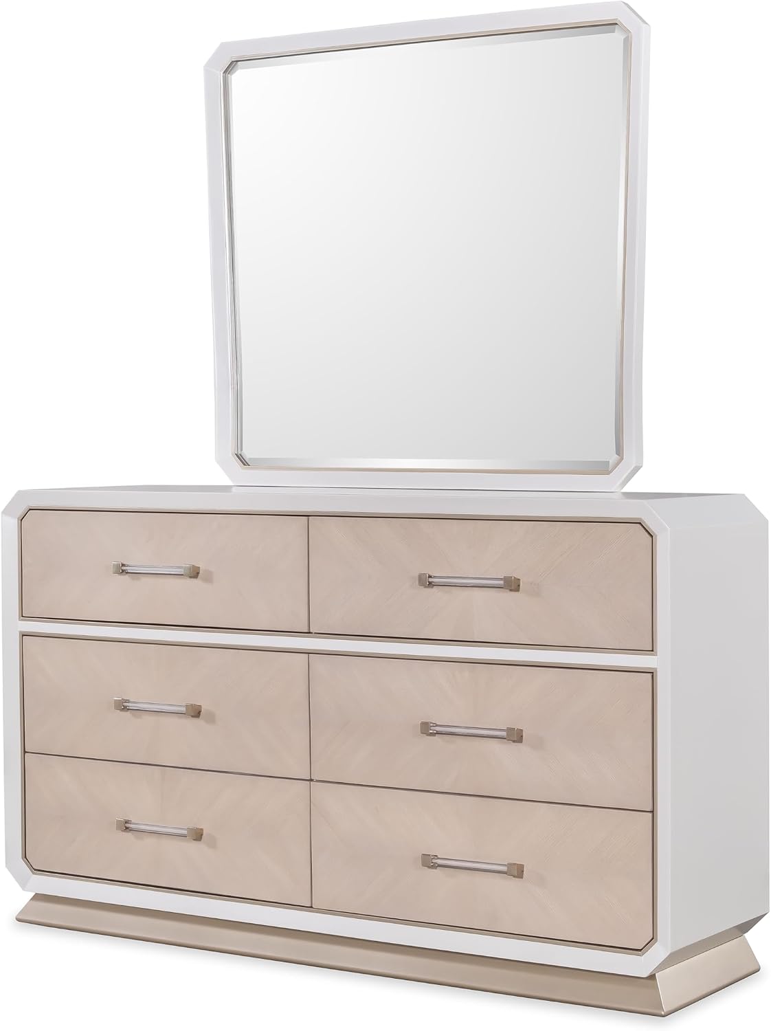 First of a Kind Dior Two Tone Luxury 4 Piece Queen Bedroom Set with Upholstered Tufted Headboard Modern Glam Design Coordinated Furniture Collection