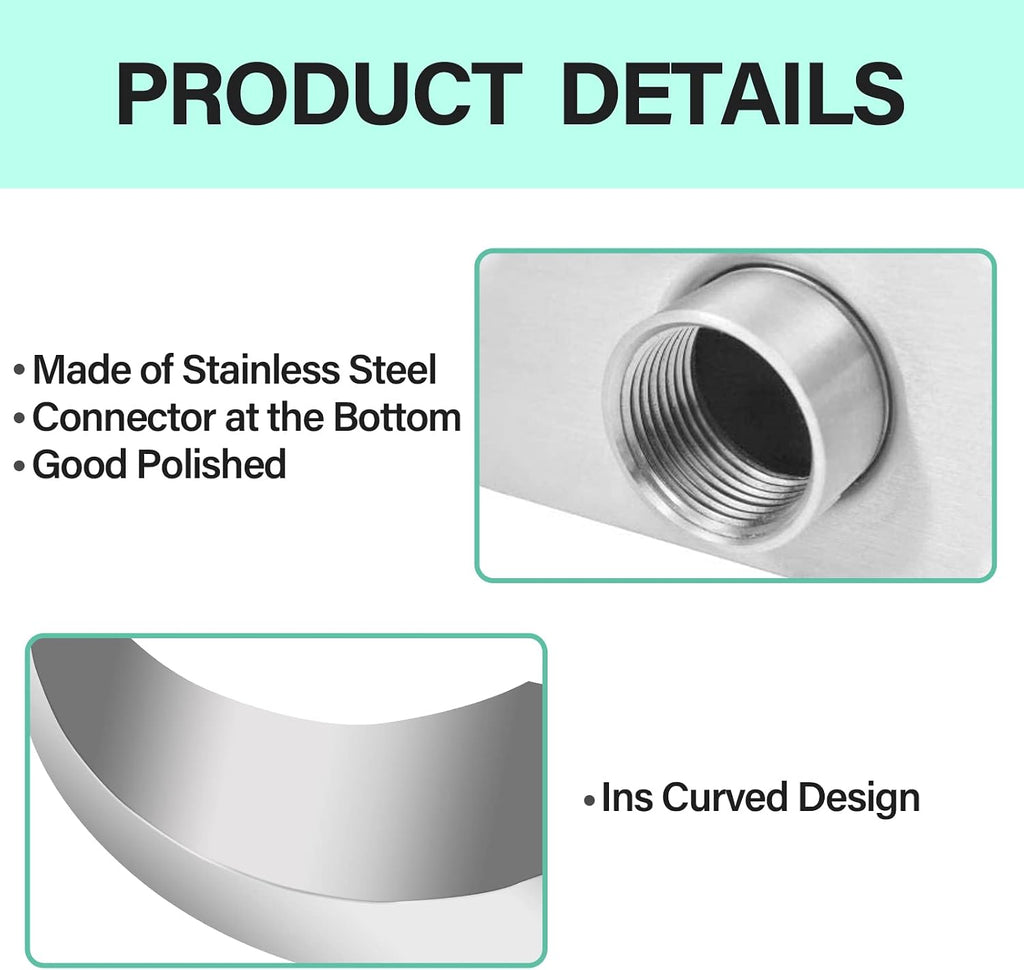 Stainless Steel 304 Pool Fountain Silver Color for Ground Pools Garden Outdoor Waterfalls Sheer Descent Pond Water Feature-15.7' Height