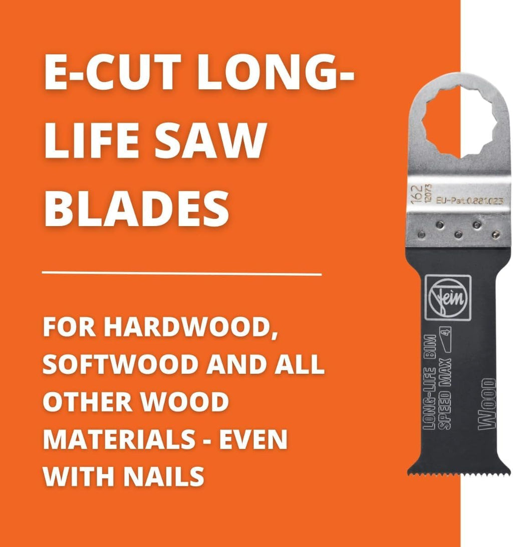 Fein E-Cut Long-Life Saw Blade - Precision Cutting for Wood, Drywall & Plastics, Bimetal, Offset Design, Type 162, 1-1/4' Width, 3-1/16' Length, 5-Pack - 63502162020