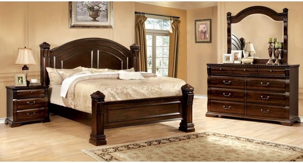 Furniture of America Tay Traditional Cherry 4-Piece Bedroom Set Eastern King