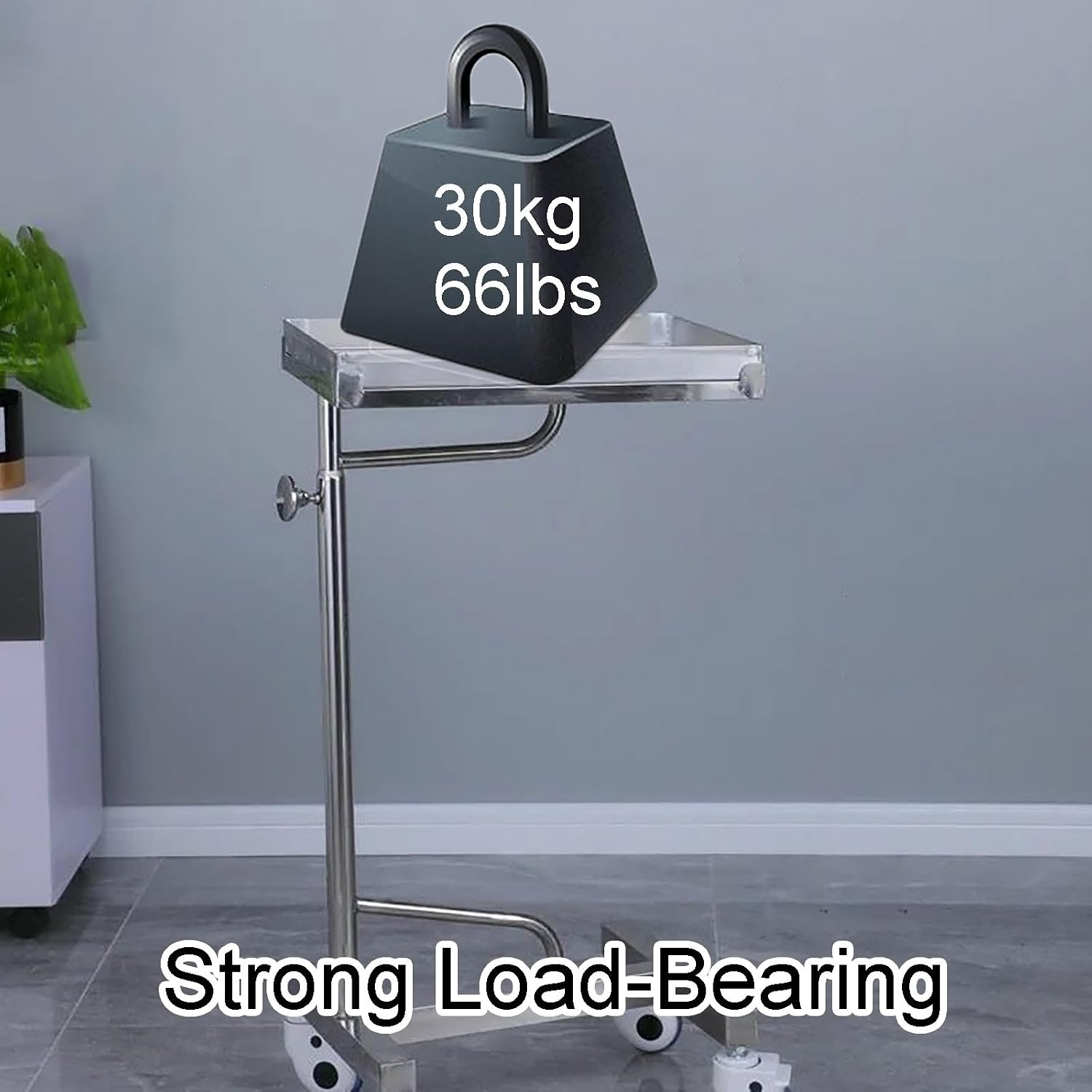 Mayo Instrument Stand with Mobile 4 Caster Base, Adjustable Height 35.4'-55', for Spa, Salon, Clinic, Personal Care(45x35x(90-140) cm)