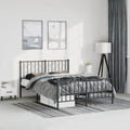 Metal Bed Frame with Footboard Queen Size Platform Bed Steel Construction Black 59.1'x78.7' Underbed Storage Space Sturdy Bedframe for Bedroom Furniture