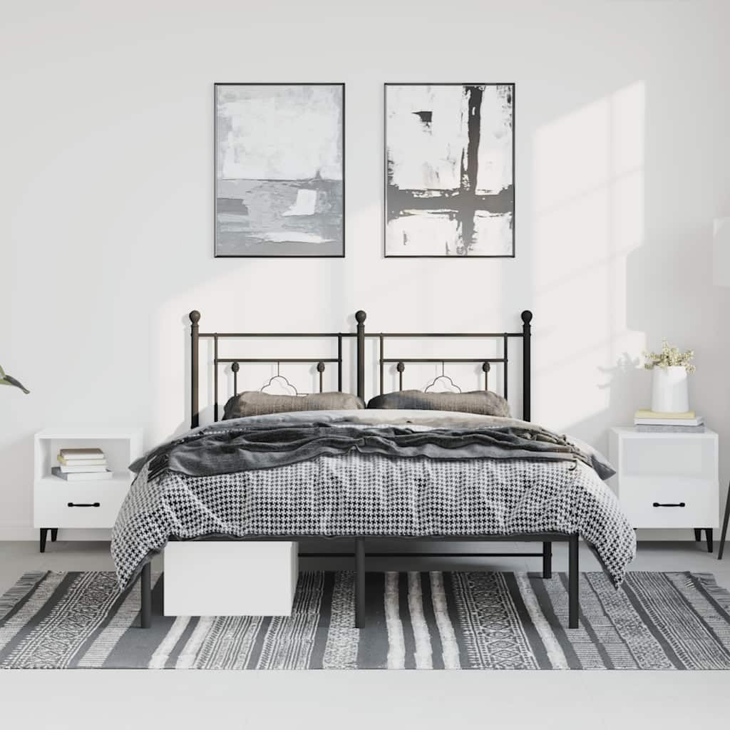 Metal Bed Frame with Headboard Black Queen Size 59.1'x78.7' Platform Bed Frame Sturdy Steel Construction Underbed Storage for Bedroom Furniture