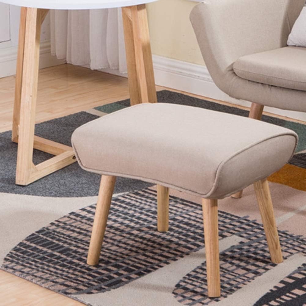 BTZHY Vanity Chair,Foot Stool Ottoman Fabric Stool Small Footstool Step Stool Change Shoes Foot Rest Solid Wood Home Decorative Living Room Balcony, 5 Colors