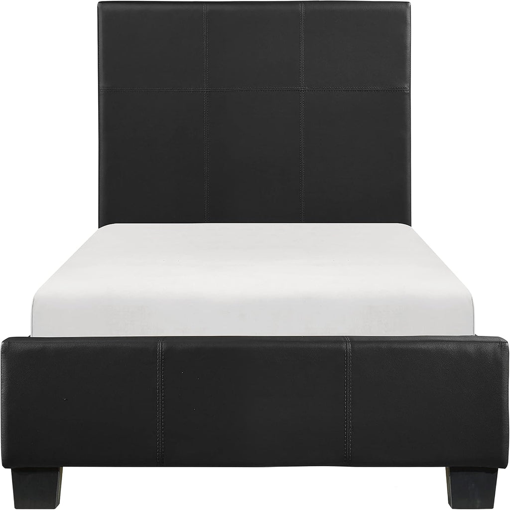 Lexicon Twin Bed Frames with Headboard, Platform Bed, Modern Bed Frame, Faux Leather Upholstered Bed Frame Twin, No Box Spring Required, Easy Assembly, Twin, Black