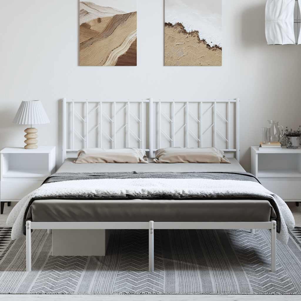 Metal Bed Frame King Size with Headboard White Steel Platform Bed Frame Sturdy Bedframe with Underbed Storage Space for Bedroom Guest Room