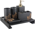 Vanity Bathroom Decor, 6 Piece Resin Bathroom Accessories Set Soap Dispenser Toothbrush Holder Tumbler Soap Dish Set Housewarming Gift