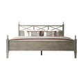 King Size Platform Bed Frame with Solid Wood Headboard & Footboard, 12 Heavy-Duty Slatted, Metal Legs, Anti-Slip & Noise-Free, Easy Assembly, No Box Spring Needed, Weathered Gray Oak Finish RIK-34