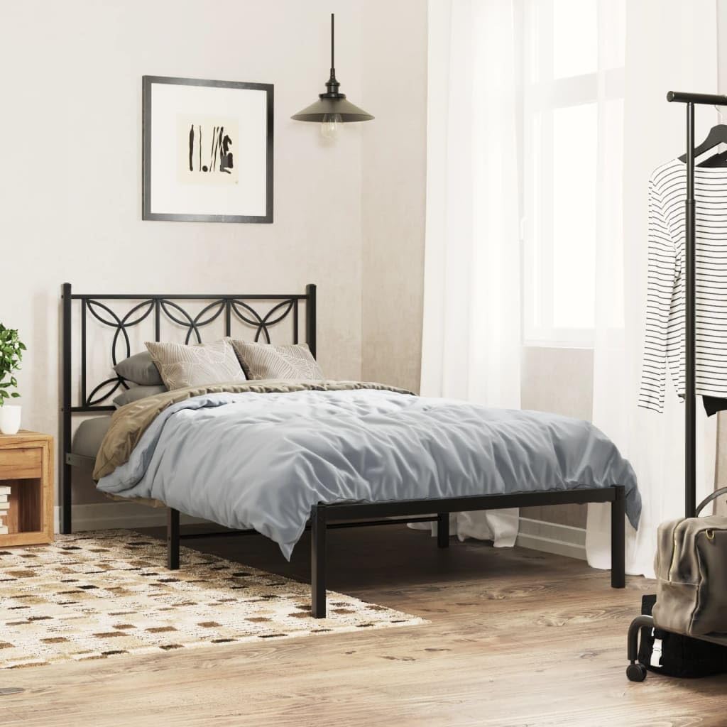 Black Steel Twin Bed Frame with Underbed Storage, Modern Metal Bedframe for Bedroom, Sturdy Rectangular Design