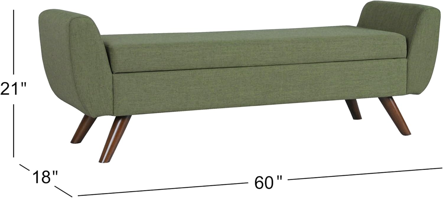 HomePop Modern Storage Bench with Wood Legs |Homepop Home Décor|Bench with Storage for Living Room & Bedroom - Olive Green Woven