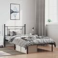 Metal Bed Frame with Headboard Black Steel Platform Bed Frame Sturdy Queen Size 39.4'x78.7' Underbed Storage Space for Bedroom Guest Room
