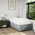 Light Grey Twin XL Bed Frame with Breathable Polyester Fabric and Sturdy Plywood Engineered Wood Construction, 6 Legs for Enhanced Stability and Modern Design