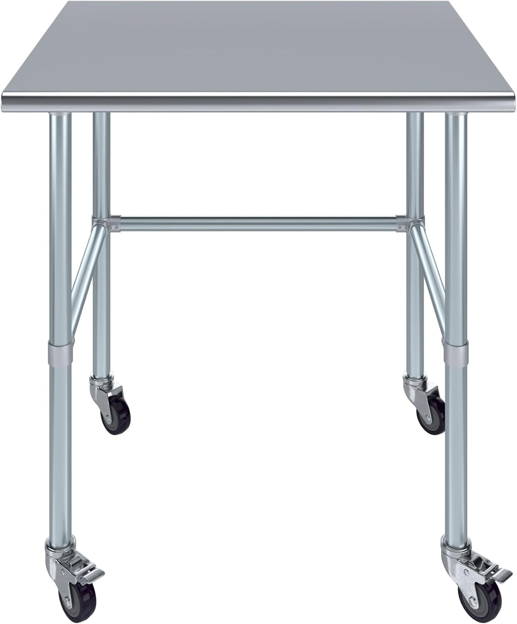 AmGood Stainless Steel Work Table Open Base & Wheels | Work Station | Metal Work Bench (Stainless Steel Work Table Open Base + Casters, 36' Long x 30' Deep)