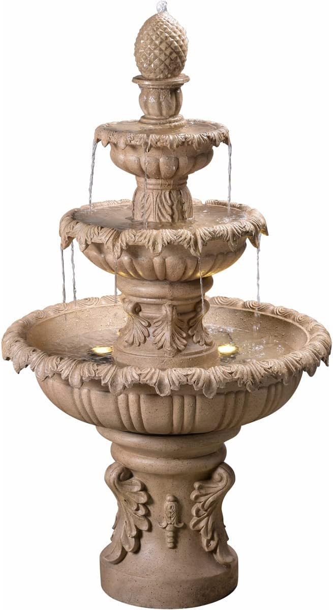 Kenroy Home Ibiza Classic Outdoor Floor Fountain, Sandstone, 45 Inch Height, 25.5 Inch Width, 25.5 Inch Depth