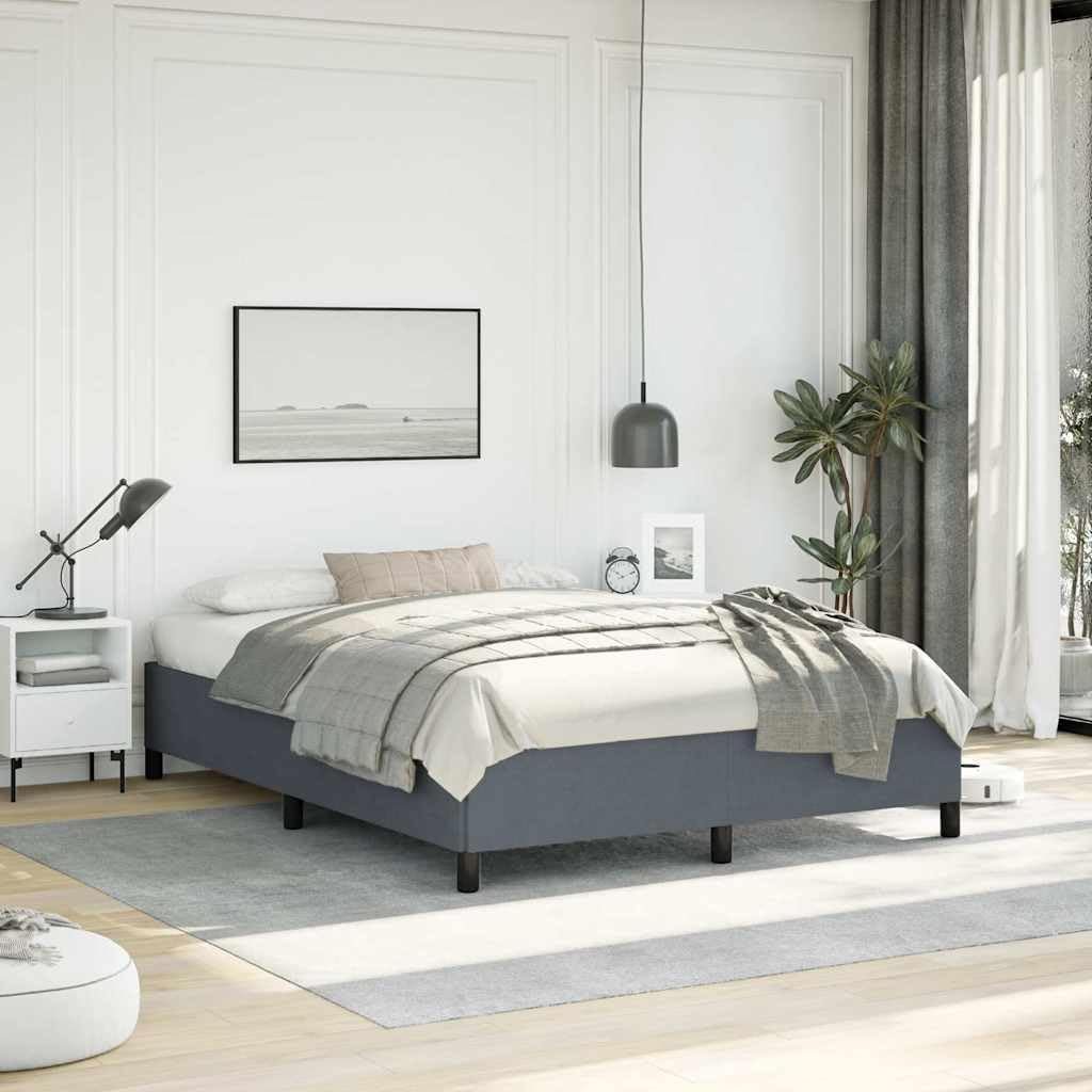 Dark Grey Velvet Bed Frame with Full Storage, Engineered Wood and Plywood Construction, Modern Bedroom Furniture for Stylish Decor