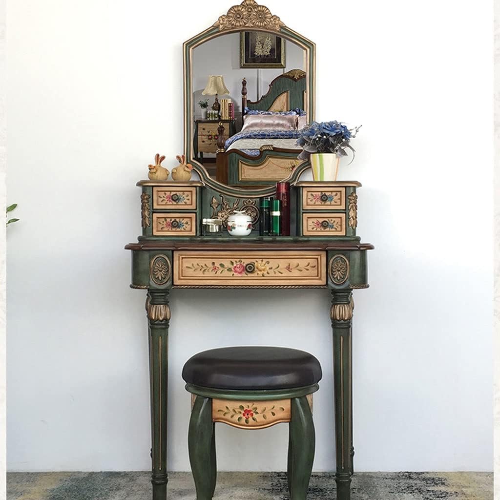 Vanity Benches Vanity Desk Set Wooden Dresser Ladies Dresser Dresser with Drawers and Stools Bedroom Small Apartment Dresser (Color : B)