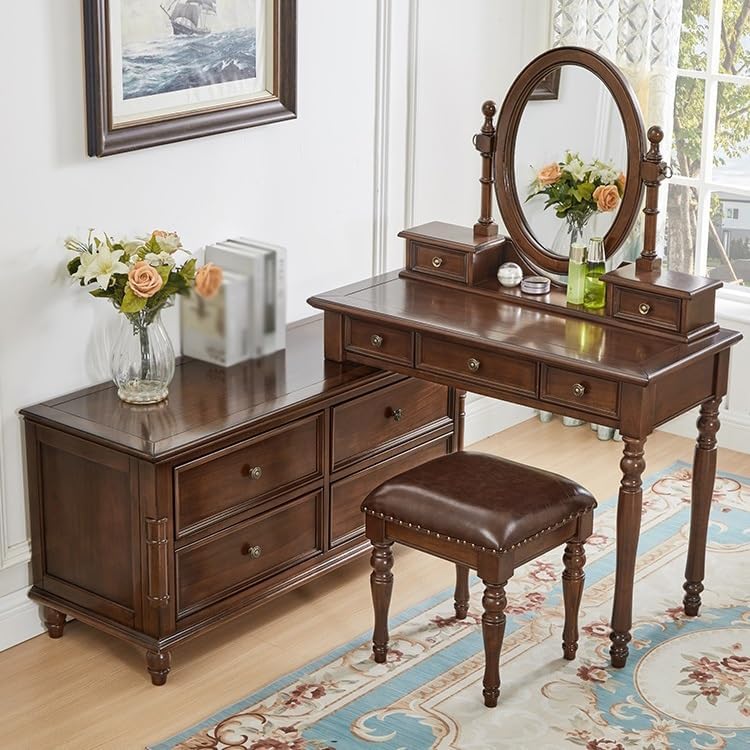 Makeup Vanity Wooden Dressing Table Bedroom with Cabinet Dressing Table Corner Dressing Table Wooden Vanity